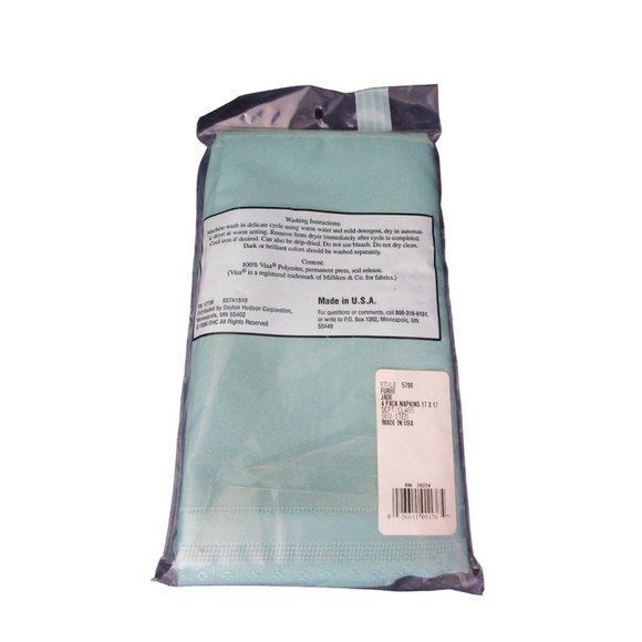 Furio Satin Stripe Oblong Tablecloth Four Napkin Set NOS Vintage 1996 Jade Green - Picture 5 of 13